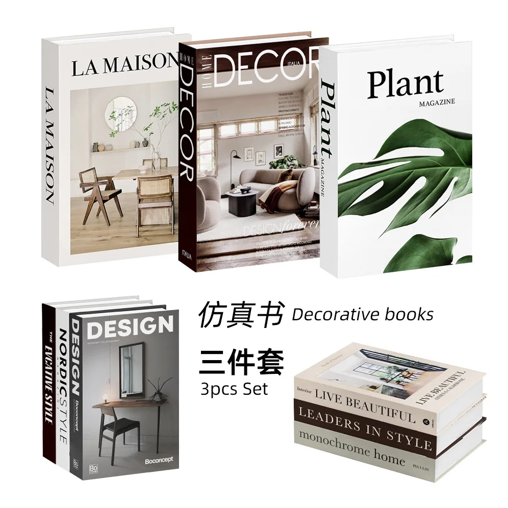 Luxury Lifestyle Items - 3 adet/lot Dekorasyon için Simülasyon Kitapları