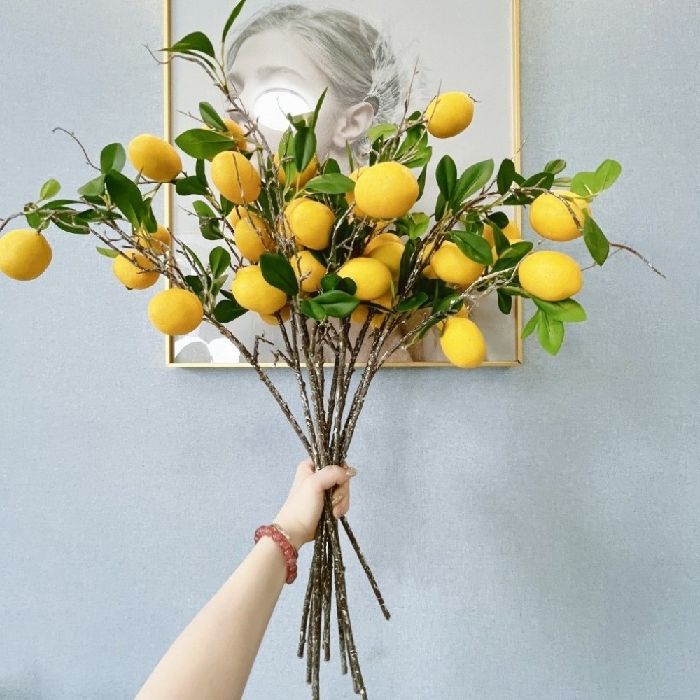 Luxury Lifestyle Items - Yeşil Yapraklı Yapay Limon Dalı Lüks
