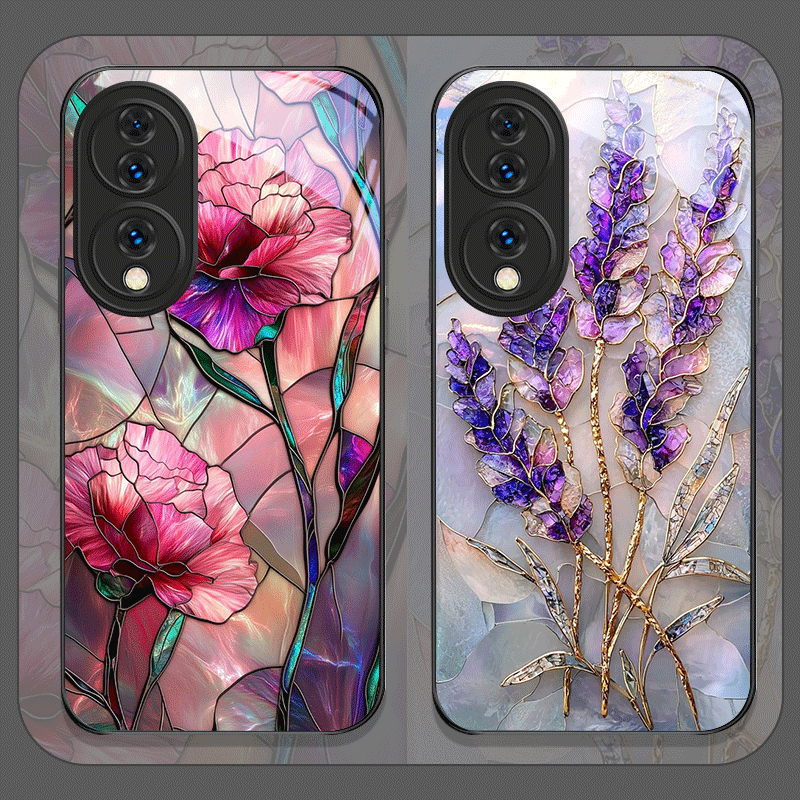 Huawei Nova 12 - Güzel Çiçek Mermer Doku Temperli Cam