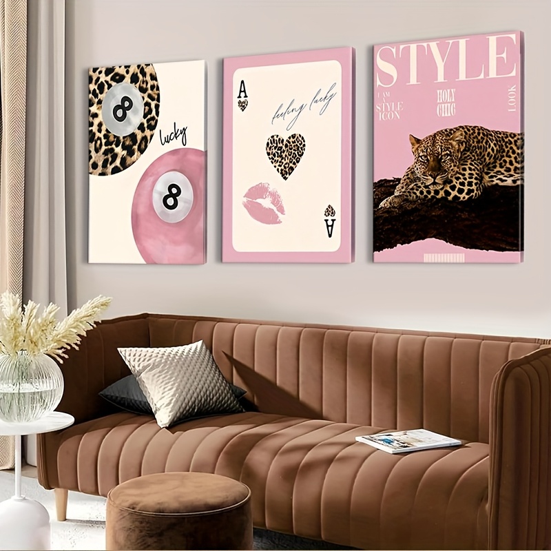 Luxury Lifestyle Items - 3 adet Leopar Çita Kanvas Tablo