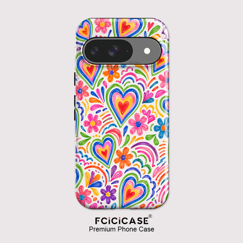 Google Pixel 9 - Pixel 10A için Fcicicase Kalp Çiçek