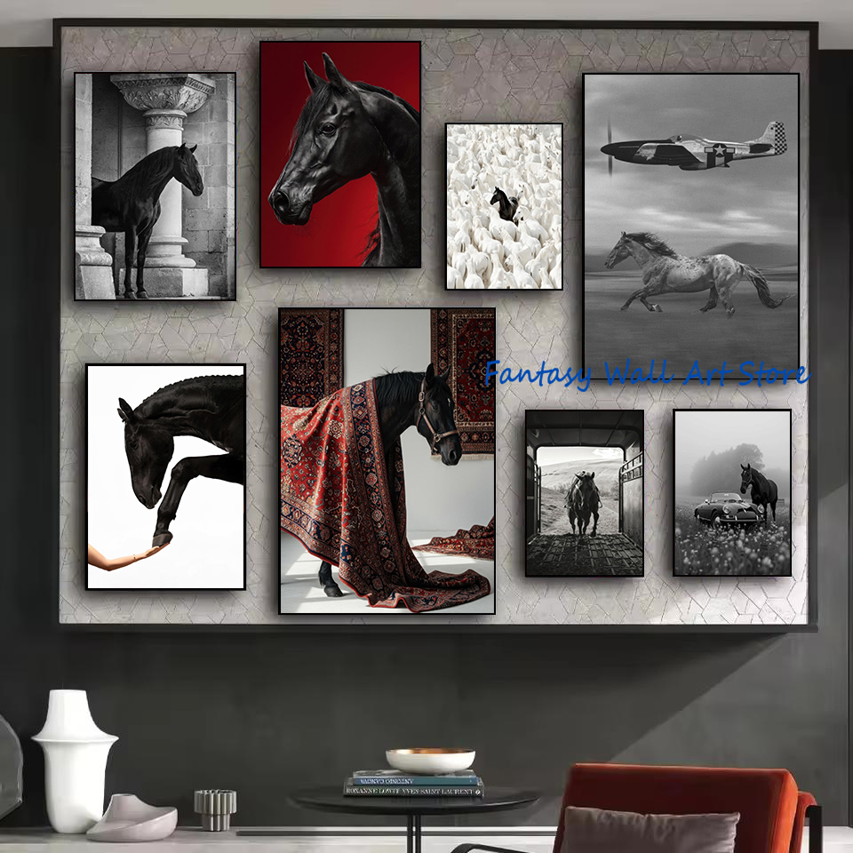 Luxury Lifestyle Homes Photos - Siyah At Fotoğrafları Vintage Lüks Duvar